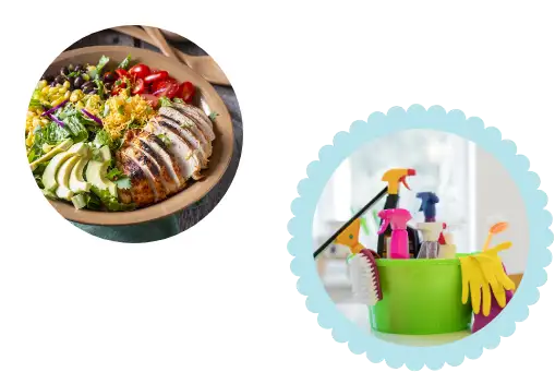 cooking, cleaning